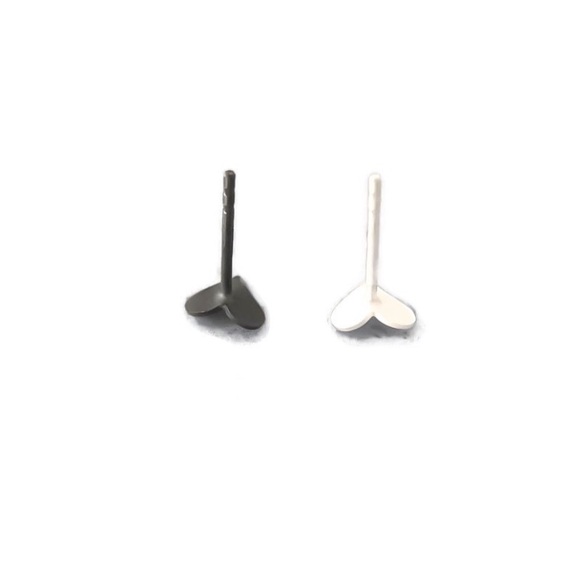 Folded Heart Stud Earrings Gold, Rose, Oxidized or Polished 925 Sterling Silver - Picture 8 of 11